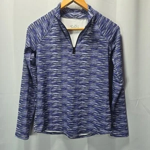 Justice Girls 12 Athletic QuarterZip Front Pullover Shirt Purple Tiger Mock Neck - Picture 1 of 7