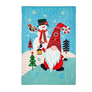 Gnome Snowman 169579 Evergreen APPLIQUE BLEND Garden Flag 12.5” x 18” - Picture 1 of 1
