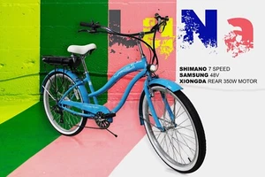 26"  Shimano 7 Speed Electric Cruiser 48W Pedal assistant 350V Motor eBike - Picture 1 of 5