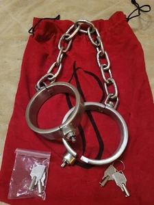 Ankle Shackles Heavy Duty Stainless Steel One snap quick locking Size 3" w/chain - Picture 1 of 5