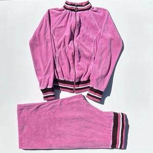 Vintage Y2K Self Esteem Pink Velour Full Zip Tracksuit Baggy Pants Women’s Small - Picture 1 of 13