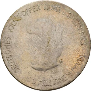 Not Inflation 100 Millionen Mark 1923 Ruhr u. Rhein 12,4 g Original #TCK205 - Bild 1 von 2