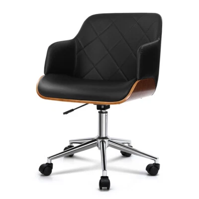 Artiss Wooden Office Chair Computer Desk Chairs Bentwood Fabric Seat Black - image 1 of 4