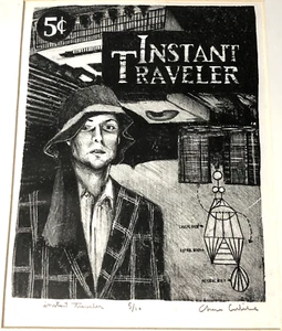 Vintage ZEITREISENDE LITHOGRAPHIE "Instant Traveler" #5/10 SIGNIERT von Chase Carlisle - Bild 1 von 12