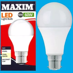 12x 10W (=60W) GLS BC B22 LED Light Bulb Lamp, 4000K Cool White 806Lm - Picture 1 of 2