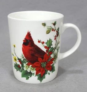 Stechcol Gracie Cardinal Poinsettia 12oz Bone China Mug - Picture 1 of 6