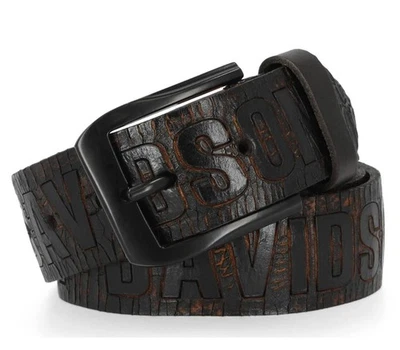 Cinturón de cuero Harley Davidson para hombre 36 marrón tierra agrietada elevado logotipo H-D nuevo con etiquetas Foto 1 de 4