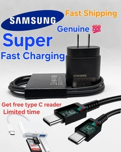 Lot Chargeur Mural Rapide USB-C 25W + Câble 3/6Ft pour Samsung Galaxy S23 S22 S21 US - Photo 1 sur 8