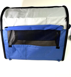 Hundekiste faltbar weich faltbar Zwinger 24" x 18" x 19,50" hoch - blau & grau - Bild 1 von 16