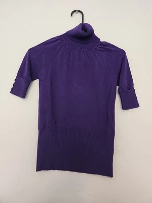 Takeout Women Purple Pullover Sweater Short Sleeve Turtleneck Small - Image 1 of 2