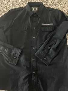 Under Armour mens dress shirt button down black L large tactical military - Picture 1 of 2