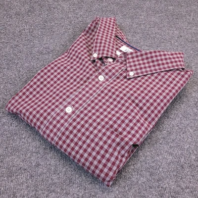 Croft Barrow Easy Care Shirt Mens 3XB Button Up Maroon Gray Gingham Check - Image 1 of 4