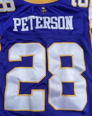 Camiseta deportiva cosida NFL Reebok de los Minnesota Vikings Adrian Peterson #28 juvenil M 12/14 Foto 1 de 4