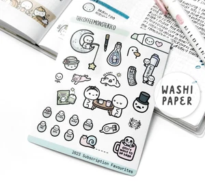NEW 2023 Subscription Favourites Sampler Washi Stickers TheCoffeeMonsterzCo TCMC - Picture 1 of 2