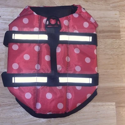 Pet Life Jacket Adjustable  Size XS pink polkadot.Rescue handle, Reflective - Image 1 of 4
