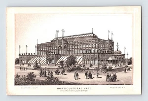 Tarjeta comercial Philadelphia Expo Horticultural Hall 1870 vidrio francés 3" x 4,5" - Imagen 1 de 2