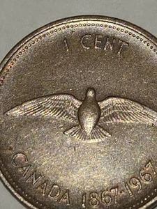 1867-1967 RARE Canadian Commemorative CENT, DDO/DDR ERRORS, Double Die Chip - Picture 1 of 4