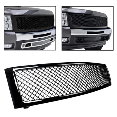 Parrilla de malla para capó delantero negro brillante para Chevrolet Silverado 1500 2007-2013 Foto 1 de 4