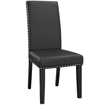 Modway Parcel 19.5" Modern Faux Leather Dining Side Chair in Black - Image 1 of 4