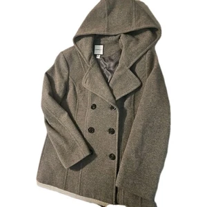 Croft & Barrow Pea Coat Women L Gray Wool Y2k Boho Cottage Reto Barbie Grunge  - Picture 1 of 20