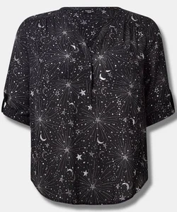 NWT Torrid Harper Georgette 3/4 Sleeve Blouse STAR CLUSTERS BLACK 14/16 Size 1 - Picture 1 of 4