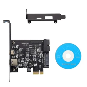 PCI-E 1X to USB 3.2 Gen1 5Gbps 2 Ports Type C Type A Expansion Card With 19PIN - Picture 1 of 9