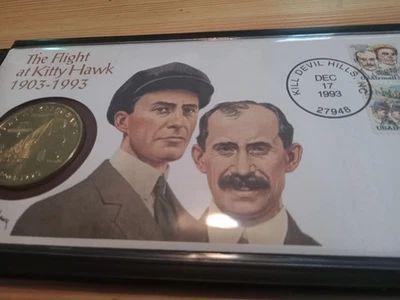 The Flight at Kitty Hawk First Day Cover/$5 Coin Marshall Islands 1993 Fleetwood - Image 1 of 4