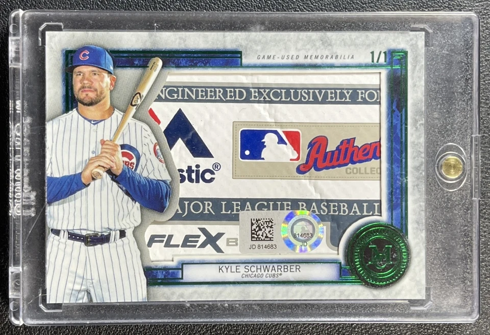 KYLE SCHWARBER 2020 TOPPS MUSEUM HR 4 RBI GAME-USED LAUNDRY TAG JERSEY PATCH 1/1 - Image 1 of 2