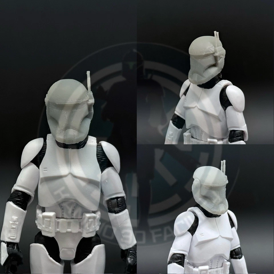 星球大战 1/18 定制固定器突击队头盔适用于克隆部队黑色系列 3.75 — 第 1/1 张图片