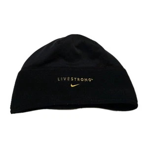 Nike Livestrong Beanie Therma Fit Black Yellow Fleece Lined Adult Sizing OSFM - Picture 1 of 3