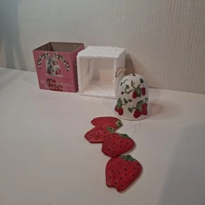 Vintage fine porcelain bisque ~ Wild Strawberry Wind Chime Spring Wall Hanging - Picture 1 of 8
