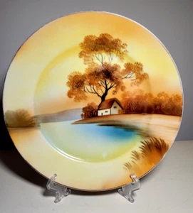 Tree in the Meadow~Red"M" Noritake Morimura~Handpainted 8.5" Plate-Japan 1918-21 - Picture 1 of 6