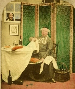 Vereinigtes Königreich Priester Fast Day Scene de Genre Old Stereoview Photo 1860 - Bild 1 von 3