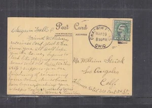 CHAGRIN FALLS, OHIO, 1920 Easter ppc., 1c. to Los Angeles, Calif. - Picture 1 of 1