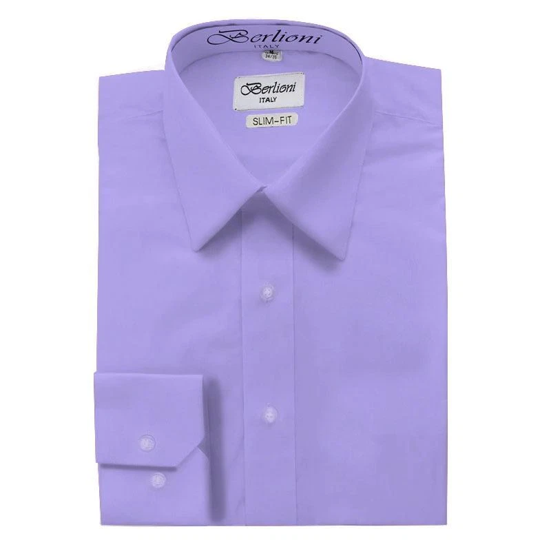 Camisa de vestir ajustada manga larga con botones BERLIONI para hombre Foto 1 de 1