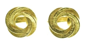 Vintage Signed Avon Brush Gold Tone Clip On Small Earrings - Imagen 1 de 5