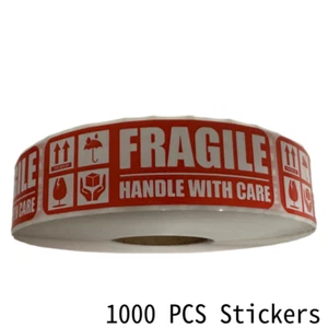 1000 Pics 1x3 inches Per Roll Handle with Care Fragile Reminder Label Stickers - Picture 1 of 5