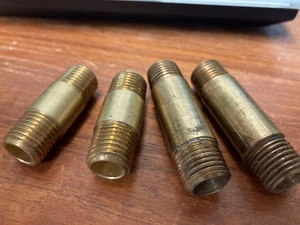 Lot of Brass Pipe Fitting, Long Nipple, 3/8" x 3/8" Male Pipe 1 1/2" & 2" Long - Picture 1 of 1