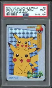 Pokemon Japanese Carddass 1998 003 Double Pikachu Prism 3 Card PSA 9 64051729 - Picture 1 of 2