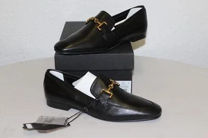 Massimo Dutti Mocasin Piel Con Metalica Schwarz/Gold EU Größe: 39 Neu Rechnung - Picture 1 of 4