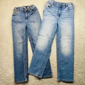 2 Oshkosh Boys Jeans Straight Adjustable Casual Stretch Denim Size 12 R - Picture 1 of 17
