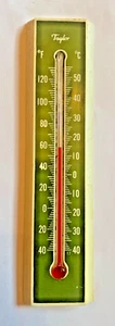 Vintage MCM Taylor 7.5” Plastic Wall Thermometer - USA Avocado Green - Picture 1 of 4