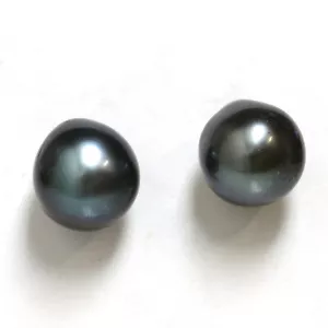 Tahiti Barock Perlen Ohrstecker 8,5 mm schwarz 14kt Gelbgold - Bild 1 von 2