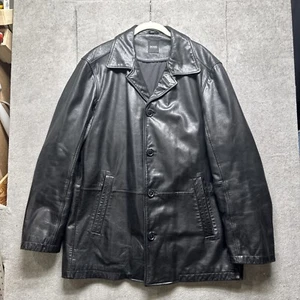 Hugo Boss Leather Jacket Mens 44R Black Calay 4 Pocket - Picture 1 of 11