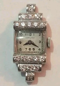 Vintage Ladies Platinum And Diamond Watch Running Condition - Picture 1 of 18