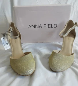 Anna Field – Glitzernde Sandalen mit Blockabsatz, Beige, Gross 41 - Bild 1 von 5