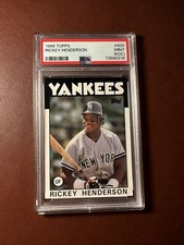 1986 TOPPS #500 RICKEY HENDERSON NEW YORK YANKEES HOF PSA Mint 9 OC