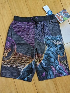 NWT Marvel Avengers Black Panther Youth Boys Lined Board Shorts Size L. - Picture 1 of 2