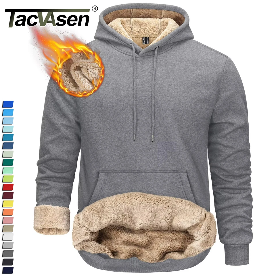 Sudaderas forradas Sherpa para hombre invierno grueso polar pulóver atlético pesado sudadera con capucha Foto 1 de 4