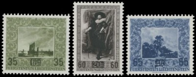 1954, LIECHTENSTEIN, PINTURAS HOLANDESAS EDICIÓN CON RECARGO, JUEGO CPLT, NH, SC. #281-83 Foto 1 de 2